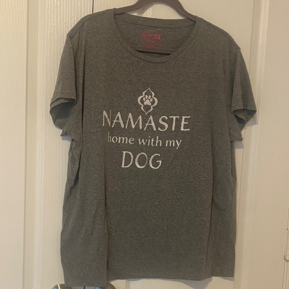 Crazy Dog T-Shirts Gray Namaste Dog Tee - Picture 3 of 3